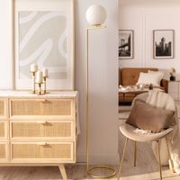 Ledkia – Lampadaire LED métal et verre Moonlight doré – Hauteur 1,5m – Ampoule E27 compatible – Éclairage personnalisable