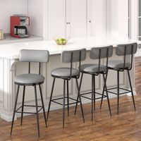 Lot de 4 tabourets de bar gris – assise simili cuir avec dossier ergonomique – cadre métallique résistant – capacité 150 kg – design industriel – idéal cuisine et bar
