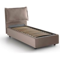 Talamo Italia Cama individual Carla, Cama contenedor con revestimiento de tela, 100% Made in Italy, Apertura frontal, adecuado para colchón Cm 90x200, Tórtola, con embalaje reforzado