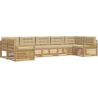Set di divani da esterno 7 pz Bianco e Beige vidaXL