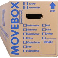 30 Umzugskartons Movebox Smart & Safe 2-wellig 25 kg belastbar Beschriftungsfeld Griffverstärkung