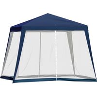 Carpa de Jardín 3x3 m avec 4 Partes Laterales Mosquitera Cremallera Protección UV Impermeable Azul