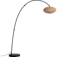 QAZQA Japandi Arc Floor Lamp Black with Brown Shade - Bida