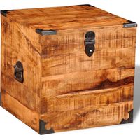 Vidaxl – Coffre de rangement cubique en bois de manguier brut – Dimensions 46 x 46 x 46 cm – Finition cirée – Fabrication artisanale