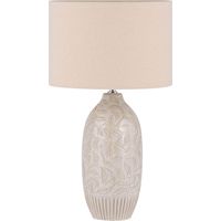 Beliani – Lampe de chevet en céramique beige – Abat-jour en tissu – Hauteur 57 cm – Éclairage d'ambiance pour salon classique