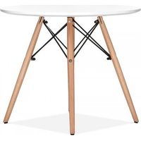 ORION91oficial® - Mesa Redonda (Ø100 x75cm) Blanca 4 Patas Redonda Madera de Haya, Estilo Nórdico, Bar, Restaurante, Hostelería, Comedor, Salón, Cocina, Teletrabajo, Oficina - spaziOrion91