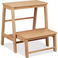 Relaxdays – Tabouret pliable en bambou 2 marches – Charge maximale 100 kg – Dimensions 48 x 45 x 51 cm – Antidérapant pour sécurité enfants