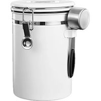 Contenitore di caffè extra grande per caffè in grani e macinato, acciaio inossidabile ermetico con valvola di scarico (Bianco, 1800 ml)
