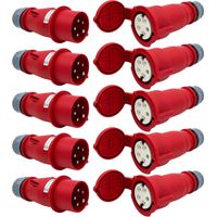 CEE-Verteilerset 16A 400V Stecker & Kupplung für Baustrom 5 Paar