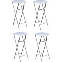 Vidaxl – Table haute pliable 4 personnes – Dessus en MDF blanc – Pieds en acier – Économie d'espace – Assemblage facile