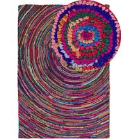 Area Rug Multicolour with Cotton 140 x 200 cm Rectangular Abstract Pattern Hand Woven Boho MALATYA