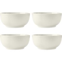 Mikasa Cranborne Setde 4 Ciotole de Cereali Gres, Servizio per 4, Set de 4 Ciotole de Cereali in Gres, 15cm, Crema - Microonde e Lavabile in Lavastoviglie