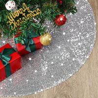 Jupe de sapin de Noël de 90 cm de diamètre, tablier inférieur de sapin de Noël, décoration de sapin de Noël, décoration intérieure (argent)