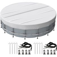 Couverture de piscine ronde, étanche à l'eau et à la poussière, avec accessoires de fixation, avec cordon de serrage, diamètre 18FT (argent)