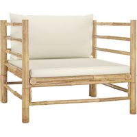 vidaXL Garden Sofa with Cream White Cushions Bamboo