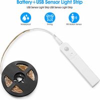 Striscia LED da 2 m con sensore di movimento, striscia LED dimmerabile a batteria da 120 LED, luce LED, striscia LED autoadesiva, striscia luminosa per pensili da cucina, guardaroba e scale (bianco fr