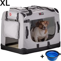 Dog carrier xl folding fabric grey 82x56x58cm