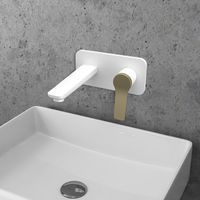 Miscelatore lavabo a muro finitura bianca e leva bronzo KAM-KANDA BIANCO-BR kamalu