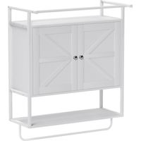 Armario de Pared para Baño Mueble de Baño Suspendido con 2 Puertas Estante Toallero 63x34x75 cm Blanco