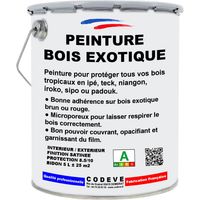 Peinture Bois Exotique - 5 L - Codeve Bois - RAL 7047 - Telegris 4 - Pour La Protection De Votre Bois Tropical En Ipé, Teck, Iroko, Sipo.