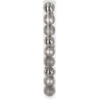 OSE – Lot de 9 boules de Noël D 6 cm – Argent – Assortiment mates, pailletées et brillantes – Décoration sapin de Noël