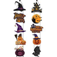 halloween Pumpkin Bat Magic Hat Door Hanging, Halloween Decorations, Halloween Party Entrance Door Wreath, Haunted House Decorations