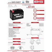 BS BATTERY BTX9 (FA) (YTX9-BS) 152X88X106 12V 8AH SANS ENTRETIEN - À INOXYDABLE (120A) (9)