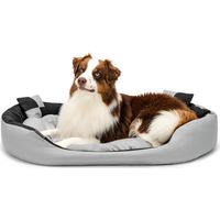 lionto Hundebett, stilvolles 4-in-1 Hundekörbchen, wasserabweisend, kratzfest & pflegeleicht, 110x80 cm, grau/schwarz