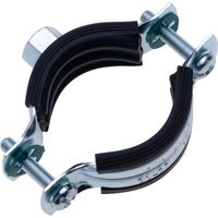 Fascetta stringitubo in gomma nera da 40 mm, staffa in due pezzi con attacco a parete M8 per tubi idraulici. Gancio ad anello diviso (2 pezzi).