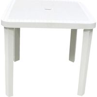 Table De Jardin Carrée Blanche 80x80cm En Plastique Mobilier D'extérieur 008007