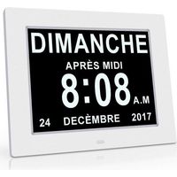 Horloge Calendrier - Auto Dimming pour Les Personnes Âgées / Alzheimer et les enfants -Blanc