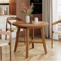 Tribesigns Solid Wood Round Dining Table for 2-4, 31.5 Inch Farmhouse Small Kitchen Table for Small Spaces, Dining Room, Kitchen, or Apartment (Brown)