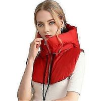 Kapuze mit angedeutetem Kragen, Kordelzug und Reißverschluss, Steppjacke mit angedeutetem Kragen, einfarbig, Daunen- und Baumwollfüllung-red