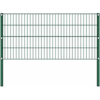 Panneau de clôture avec poteaux Clôtures de jardin Panneau de clôture Fer 1,7 x 0,8 m Vert 36100