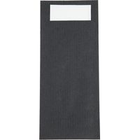 Pochettes à couverts noires avec serviette blanches (lot de 500) - EUROPOCHETTE