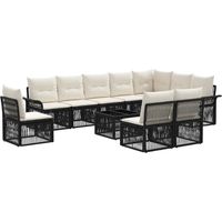vidaXL Ensemble de canapé de jardin 11 pcs Noir polyrotin