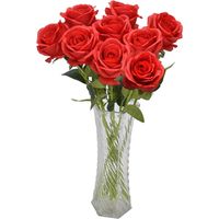 9PCS Simulation Rose Silk Flower Fake Rose Artificial Silk Flowers for Home Hotel Decoration
