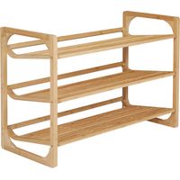 3-stöckiges Schuhregal aus Bambus, Platz für 9 Paar Schuhe, 76 x 33 x 51 cm, Natur