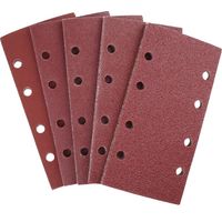 25 feuilles abrasives pour ponceuse orbitale 93 x 185 mm, 8 trous, papier de verre rectangulaire de grain 40/60/80/120/240 en oxyde d'aluminium, idéal pour le ponçage/polissage