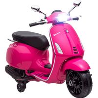 AIYAPLAY 12V Vespa Licensed Kids Electric Motorbike w/ Music, Headlights, FM Radio, for 3-6 Years Pink