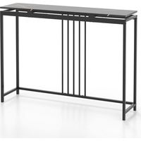 Table console étroite 120 x 30 x 90 cm espace de rangement design moderne ambiance chic en mdf noir