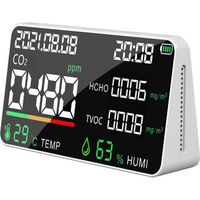 Detector de calidad del aire de CO2, detector de dióxido de carbono de CO2, monitor de CO2, sensor detector de temperatura y humedad de contaminación del aire 6 en 1 con visualización en tiempo
