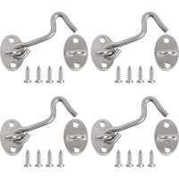 Door Latch Hook, 4PCS Cabin Hook Latches and Bolts for Door Locks Latch Gate Window Bracket for Silent Latch Lock Gate Latch, 3 Inch/Stainless Steel