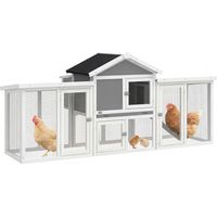Gallinero para Exterior Grande 204x85x93 cm con Caja de Anidación Corral Bandeja Extraíble y Percha Gris