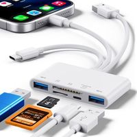 5-in-1 SD-Kartenleser für Handys. Speicherkartenleser und USB-OTG-Adapter. USB-C/A-Geräte mit Micro-SD- und SD-Kartensteckplätzen (Weiß)