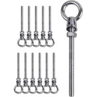 12 boulons à œil, boulons à œil M8 x 80 mm, boulons à œil M8, boulons à œil en acier inoxydable 304, boulons à œil à crochet fileté M8