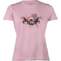 XS, bianco: T-shirt da donna in cotone con stampa Running Horse