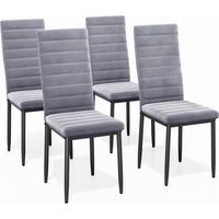 Bealife Set di 4 Sedie da Pranzo Moderne con Rivestimento in Velluto, Struttura Metallo e Piedini con Gomma Antiscivolo - Grigio Chiaro
