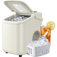 Machine à Glaçons Portable Autonettoyante 12 kg/24 h, avec Pelle et Panier, Beige