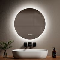 EMKE Espejos de baño redondo con retroiluminación LED, Interruptor táctil Antivaho Regulable - Diámetro 60cm Luz Blanca fría/Cálida/Neutra